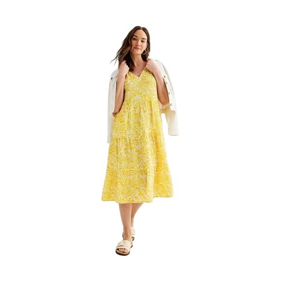 Sonoma Goods for Life Women's Yellow Tiered V-Neck Midi Dress XS - Picture 2 of 4